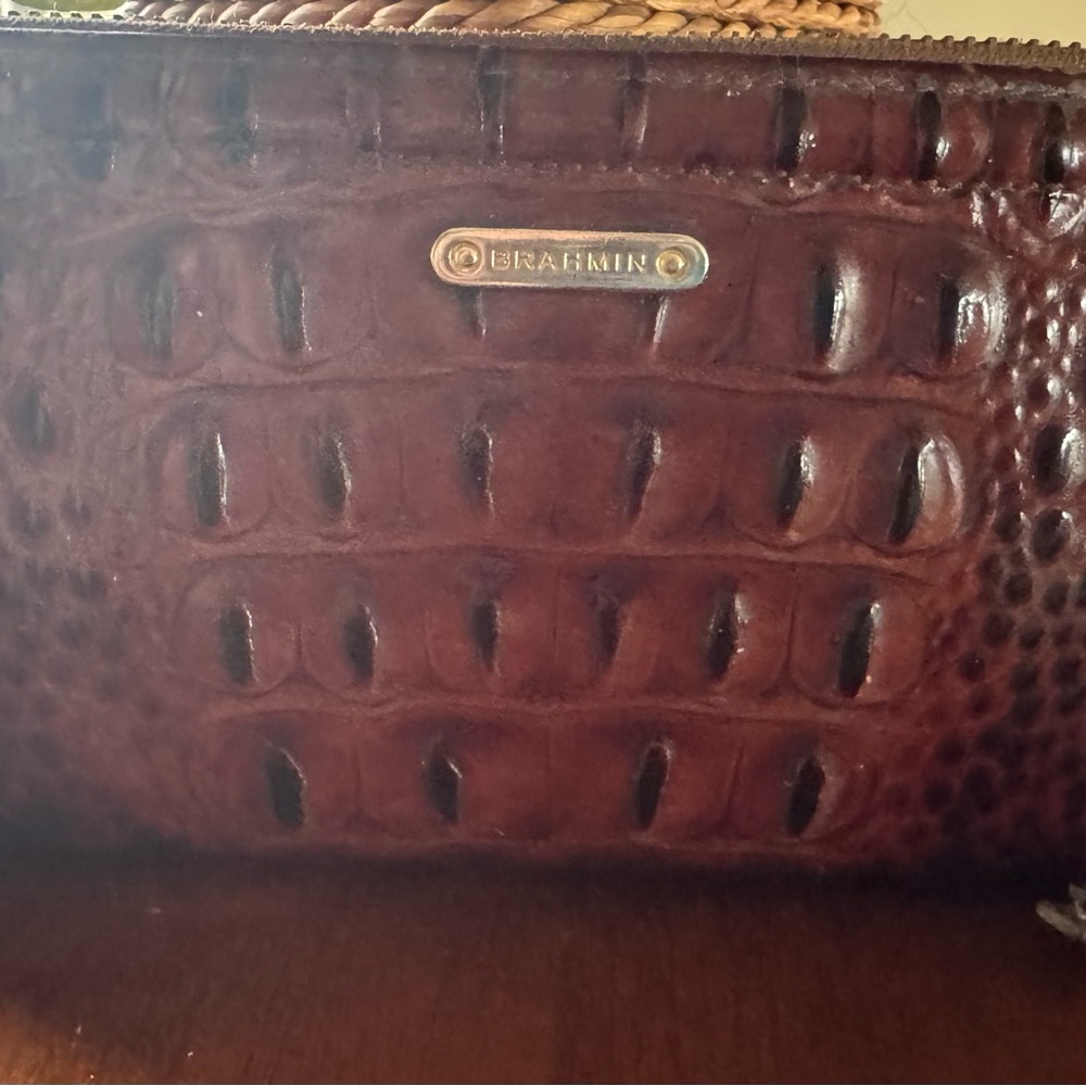 Brahmin Chestnut Croc-Embossed Leather Wristlet